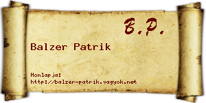 Balzer Patrik névjegykártya
